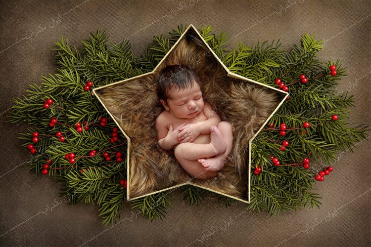 بک دراپ نوزاد سبد ستاره ای کریسمس