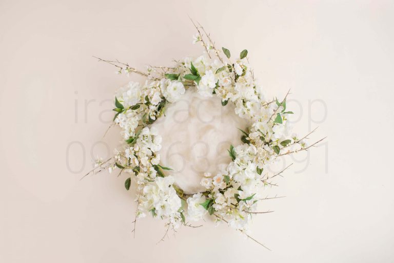 بک دراپ نوزاد گل رز سفید آتلیه ای کد IBD-1001