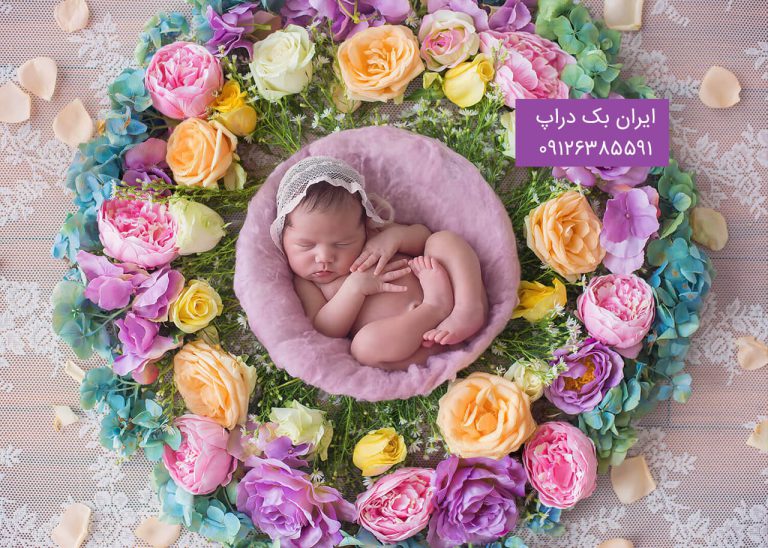 بک دراپ نوزاد رزهای رنگی آتلیه عکاسی کد IBD-1619