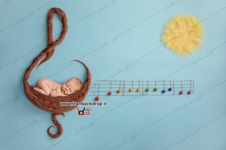 بک دراپ عکاسی نوزاد تم پارچه ای موسیقی، آفتاب کد IBD-3567