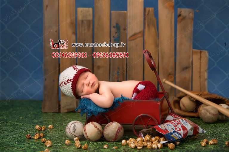 بک گراند عکاسی نوزادی پسرانه ورزشی، بیس بال کد IBD-3849