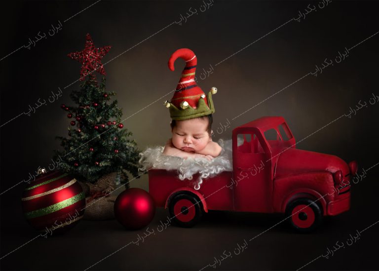 بک دراپ نوزاد ماشین و درخت کریسمس کد IBD-3970