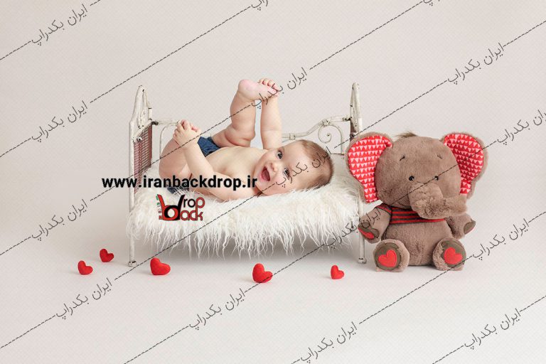 بک دراپ نوزاد و کودک تخت و فیل ولنتاین کد IBD-4370