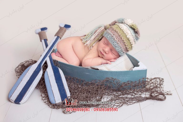 بک دراپ عکاسی نوزاد تابستانی، قایق، آبی کد IBD-6013