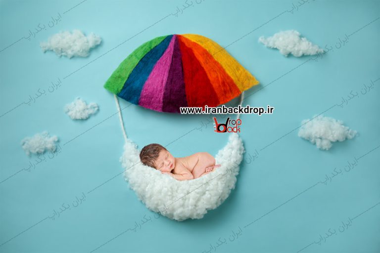 بک دراپ عکاسی نوزادی چتر رنگارنگ با تم پارچه ای کد IBD-6858