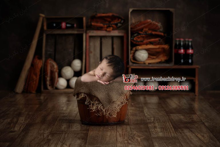 بک گراند دیجیتال عکاسی نوزادی پسرانه ورزش بیس بال کد IBD-9496