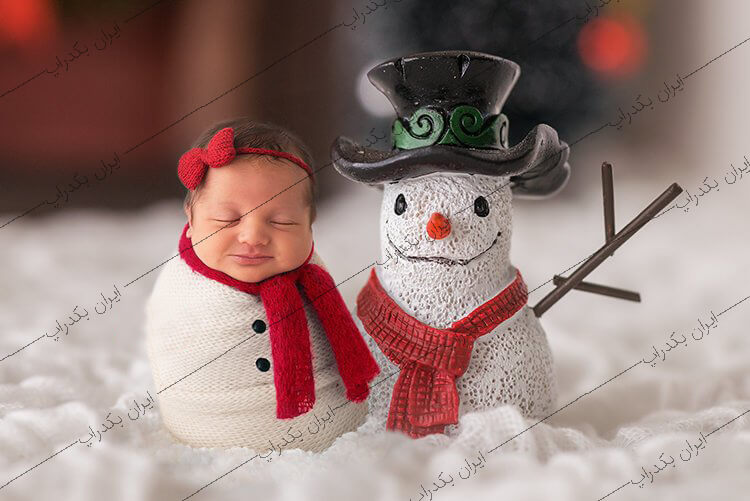 بک دراپ عکاسی نوزاد آدم برفی و زمستانی کد IBD-9825
