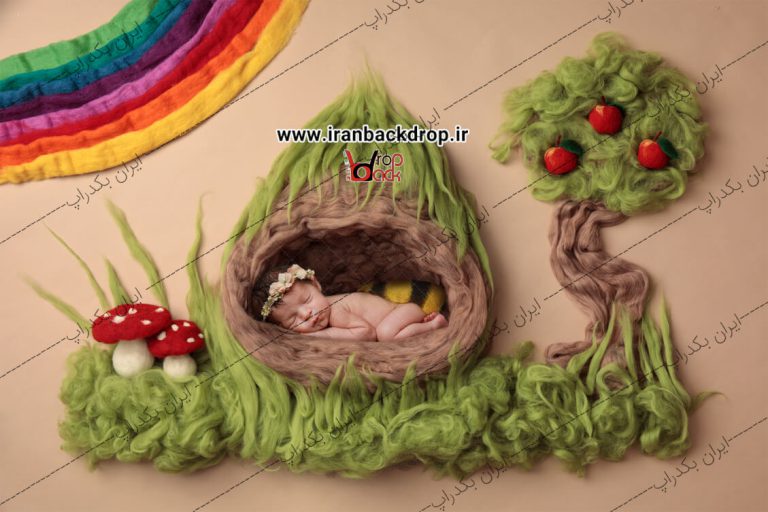 بک دراپ عکاسی نوزادی مزرعه و رنگین کمان تم پارچه ای کد IBD-9851