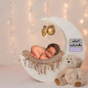 بک دراپ نوزادی دکور ماه و عروسکی کد IBD-3981