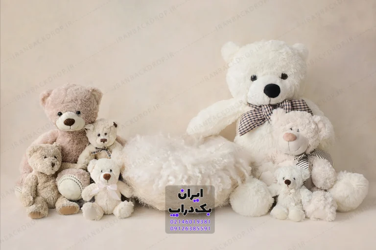 بک گراند عکاسی نوزادی خرسی تم عروسکی کد IBD-4166