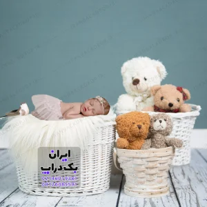 بک گراند عکاسی عروسک خرسی تم نوزاد کد IBD-5631
