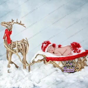 بک گراند نوزادی برفی و کالاسکه ای تم زمستان کد IBD-7829